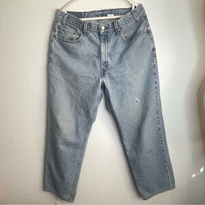 Levi's 550 Relaxed Fit Light Blue Denim distressed Jeans with Red Tab W 36 L30